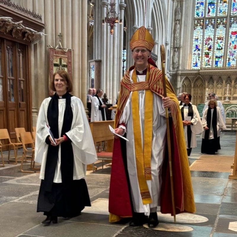 New Missioner Betsy Blatchley in Bath Abbey with Bishop Michael (photo: Bath Abbey, via LinkedIn)